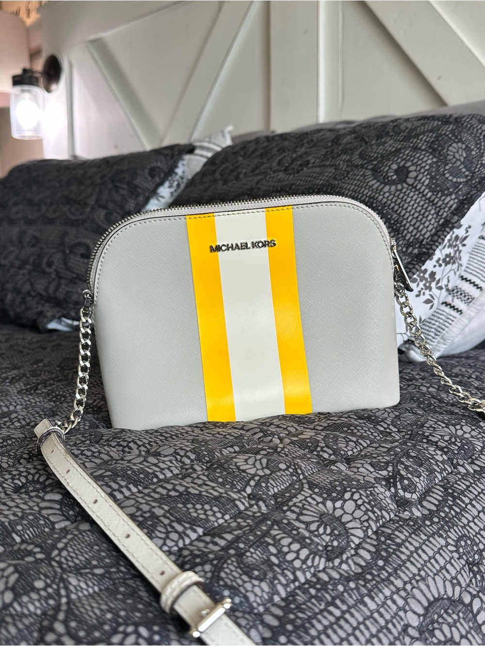 MICHAEL KORS Cindy Crossbody Bag with Yellow Stripe